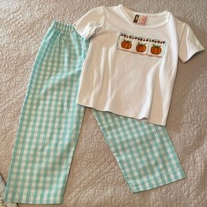 Smocked Boys Pumpkin Outfit